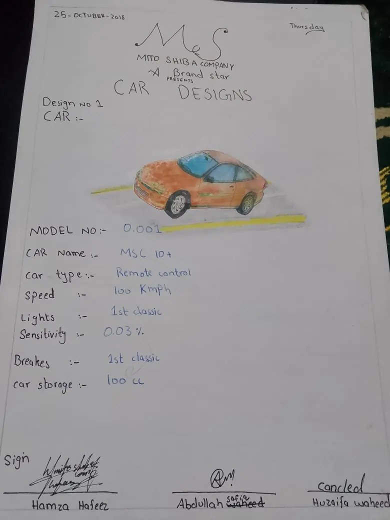 Hand-drawn car design